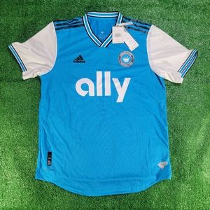 Adidas MLS Charlotte FC Authentic Soccer Jersey Blue White Men's Size Large New